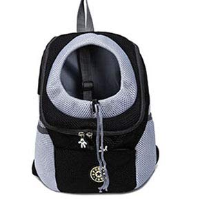 Tragetasche Hund,Hundetragetasche Outdoor atmungsaktive Hundeträger-Rucksack Doppel-Schulter tragbare Front-Mesh-Reise-Haustierbeutel for Katze kleine mittelgroße Hunde(Black,S) von TUOYDJA