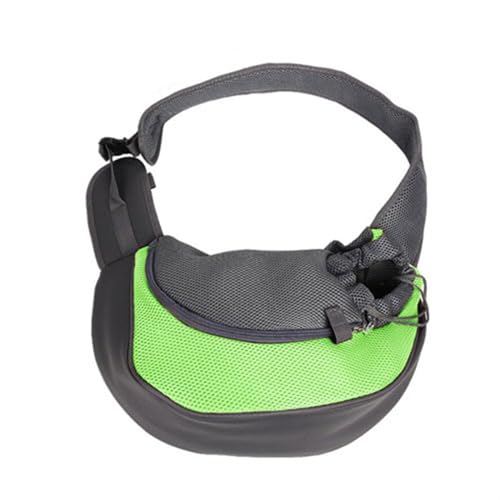 Tragetasche Hund,Hundetragetasche PET-Welpen-Träger im Freien Reise Handtasche Tasche Mesh Oxford Single Umhängetasche Sling Comfort Travel Tote(Green,S) von TUOYDJA