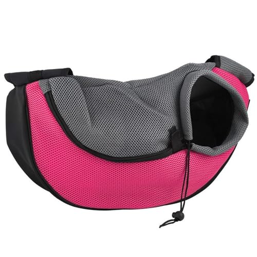 Tragetasche Hund,Hundetragetasche PET-Welpen-Träger im Freien Reise Handtasche Tasche Mesh Oxford Single Umhängetasche Sling Comfort Travel Tote(Pink,L) von TUOYDJA