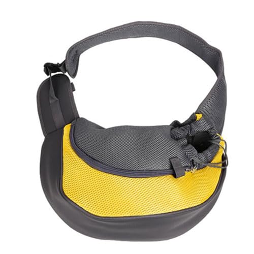 Tragetasche Hund,Hundetragetasche PET-Welpen-Träger im Freien Reise Handtasche Tasche Mesh Oxford Single Umhängetasche Sling Comfort Travel Tote(Yellow,S) von TUOYDJA
