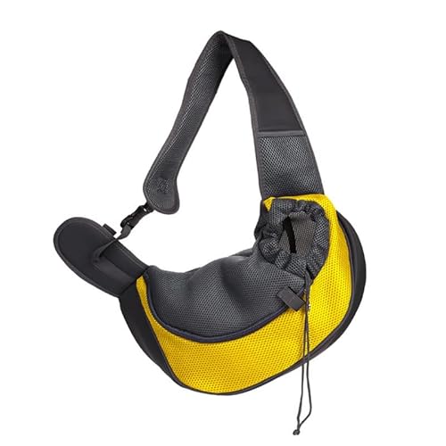 Tragetasche Hund,Hundetragetasche Pet welpen träger Outdoor Reisen Hunde Katzen mesh atmungsaktive Oxford einzelner umhängetasche Comfort Sling Handtasche Tote Tasche for(Yellow,Small Within 2.5kg) von TUOYDJA