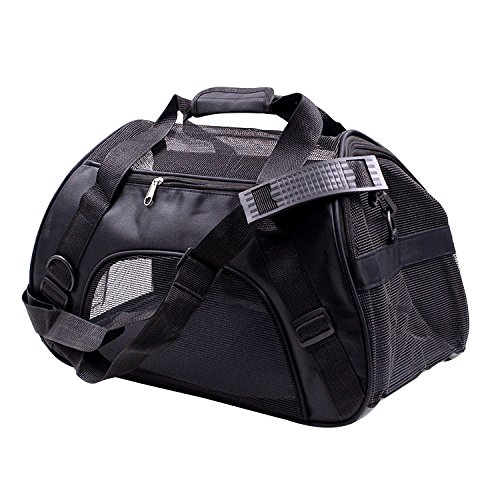 Tragetasche Hund,Hundetragetasche Tragbare Haustier Rucksack Messenger Carrier Taschen Katze Hundeträger Ausgehende Reise Teddy Pakete Atmungsaktiv kleine Pet Handtasche Slings(Black,52X24.5X33cm) von TUOYDJA