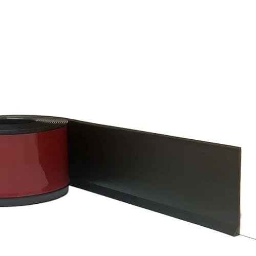 Wandleiste,Stuckleiste 1 Stück 39/118,1 Zoll flexible Fußleistenleiste, 4 Zoll selbstklebende Vinyl-Wandsockelleiste, abziehen und aufkleben, Gummi(Black,3.0m) von TUOYDJA