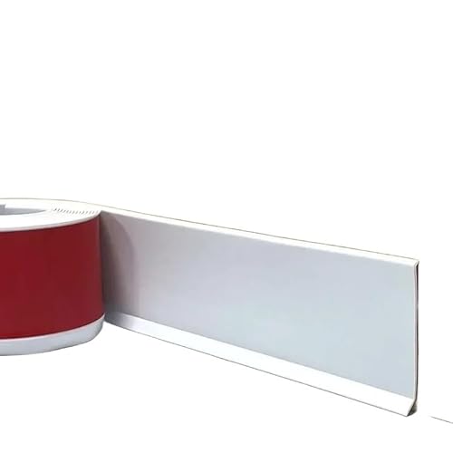 Wandleiste,Stuckleiste 1 Stück 39/118,1 Zoll flexible Fußleistenleiste, 4 Zoll selbstklebende Vinyl-Wandsockelleiste, abziehen und aufkleben, Gummi(WHITE,1M) von TUOYDJA