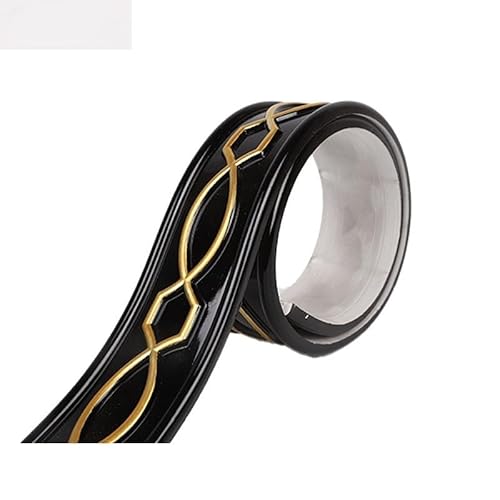 Wandleiste,Stuckleiste 1Pc 118,11 in Selbst-Adhesive Wand Panels Flexible Gips Linie for Decke Hintergrund Home Decor Tapete Rand(Black and Gold) von TUOYDJA