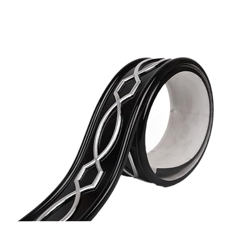 Wandleiste,Stuckleiste 1Pc 118,11 in Selbst-Adhesive Wand Panels Flexible Gips Linie for Decke Hintergrund Home Decor Tapete Rand(Black and Silver) von TUOYDJA