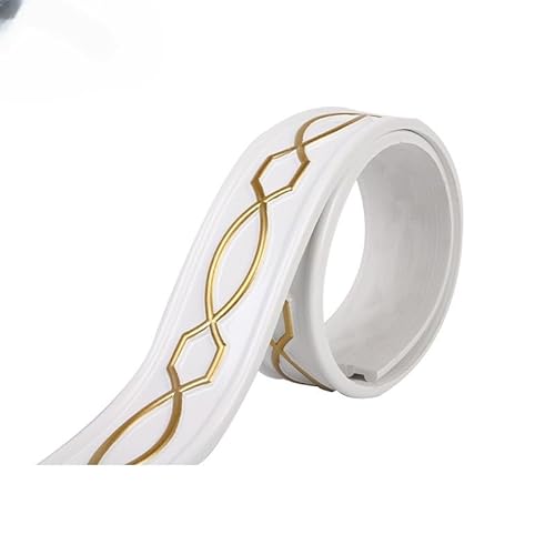 Wandleiste,Stuckleiste 1Pc 118,11 in Selbst-Adhesive Wand Panels Flexible Gips Linie for Decke Hintergrund Home Decor Tapete Rand(White and Gold A) von TUOYDJA