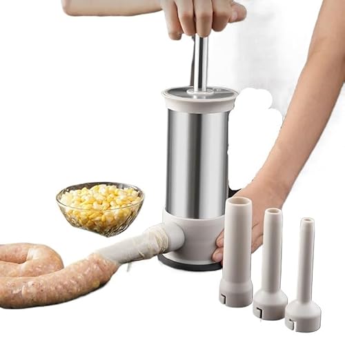 WurstfüLler Manuell,Wurstfüllmaschine Edelstahl-Wurst-Fleischfüller, Horizontaler Wurstmacher, Hausgemachtes Küchen-Fleisch-Wurst-Hersteller-Werkzeug, Wurstfüller von TUOYDJA