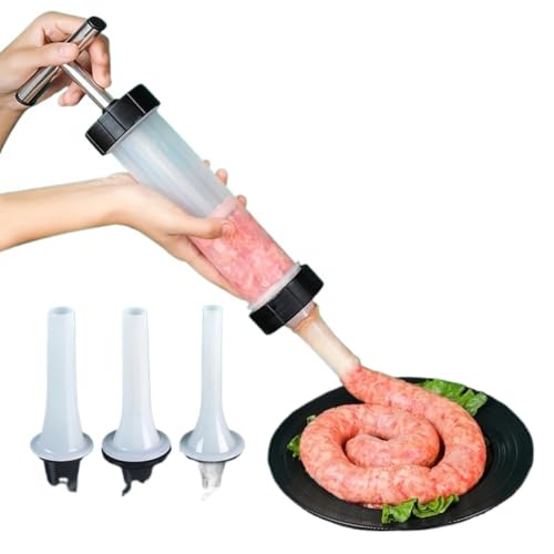 WurstfüLler Manuell,Wurstfüllmaschine Manuelle Wurstfüllmaschine Mit 3 Fülldüsen. Selbstgemachter Wurstfüller Zur Herstellung Verschiedener Wurstgrößen von TUOYDJA