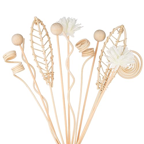 TUOYECHEN Raumduft Reed Diffuser - 12 Stück Natürliche Rattan Blumen Duft-Diffusor-Ersatz Sticks - Aroma Stäbe für Home, Office, Spa (10 Zoll, Primärfarbe) von TUOYECHEN