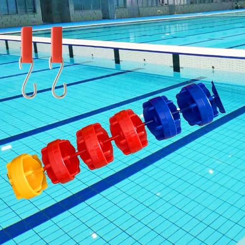 TUOYIBO Blau-rot-gelbes Sicherheitstrennseil für Schwimmbäder, wellenfeste schwimmende Absperrleine für Schwimmbäder für Wettkampftraining, Schwimmerdurchmesser 12 cm von TUOYIBO