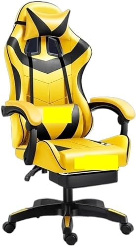 TUOYIBO Bürostuhl, Gaming-Stuhl, Computer-Heim-Liegestuhl, ergonomischer Stuhl, Spielstuhl, Verstellbarer Drehstuhl, bequemer Bürostuhl (Farbe: Gelb und Schwarz) von TUOYIBO