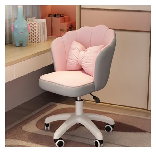 TUOYIBO Gaming-Stuhl, Home-Office-Schreibtischstühle, Drehstuhl, Bequeme Rückenlehne, Drehstuhl, niedlicher Schlafzimmer-Computer-Schminkstuhl für Mädchen (Farbe: rosa Farbanpassung, Größe: Latexkis von TUOYIBO