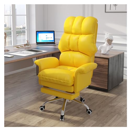 TUOYIBO Gaming-Stuhl, Home-Office-Schreibtischstühle, Drehstuhl, Leder, Home-Office, Computerspiel, bequemer, moderner, einfacher Lift-Drehstuhl (Farbe: Gelb) von TUOYIBO