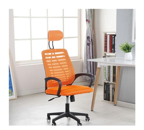 TUOYIBO Gaming-Stuhl, Home-Office-Schreibtischstühle, Drehstuhl, Netzstoff, ergonomischer Büro-Computer-Lift-Drehstuhl, Kopfstütze, Bürostuhl (Farbe: Orange, Größe: Nylonfüße) von TUOYIBO