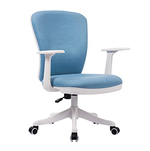 TUOYIBO Gaming-Stuhl, ergonomischer drehbarer Computer-Schreibtischstuhl mit mittlerer Rückenlehne, Heim-Schreibtischstuhl mit Armlehne für Arbeitszimmer, Büro (Farbe: Blau) von TUOYIBO