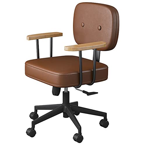TUOYIBO Home-Office-Schreibtischstühle mit Rollen und Armlehnen, atmungsaktiv, niedlicher Schminkhocker, 360° drehbar, höhenverstellbar, Chefsessel (braun) von TUOYIBO