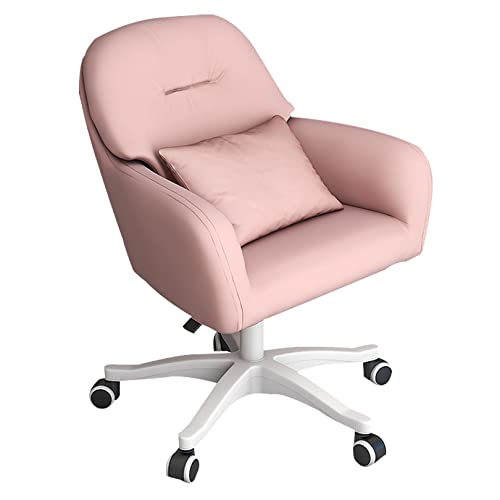 TUOYIBO Home-Office-Schreibtischstuhl, PU-Leder-Schminkstuhl für Wohnzimmer, drehbarer, Verstellbarer Arbeitsstuhl für Schlafzimmer (Nylon) (Pink) von TUOYIBO