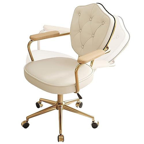 TUOYIBO Home-Office-Stuhl, ergonomischer Schreibtischstuhl, PU-Leder, Bürostuhl, drehbarer Chef-Computerstuhl mit mittlerer Rückenlehne, Armlehne und 120°-Neigungsfunktion von TUOYIBO