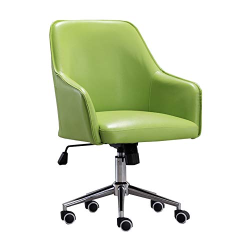 TUOYIBO Home-Office-Stuhl, ergonomischer Schreibtischstuhl, PU-Leder, Computerstuhl mit Lordosenstütze, Armlehne, drehbar, verstellbar, mittlere Rückenlehne, Bürostuhl (grün) von TUOYIBO