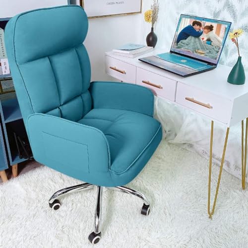 TUOYIBO Home-Office-Stuhl, ergonomischer Schreibtischstuhl, gepolsterter Leder-Liegestuhl mit hoher Rückenlehne, höhenverstellbarer Drehstuhl mit Rollen von TUOYIBO