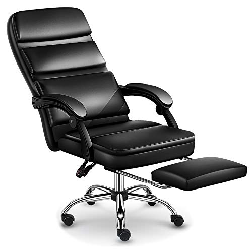 TUOYIBO Home-Schreibtischstuhl, drehbarer Schreibtischstuhl, Executive Commercial-Drehstuhl, Boss-Büro-Liegestuhl, PU-Leder-Drehschreibtischstuhl, Dickes Sitzkissen für Home-Office-Stuhl von TUOYIBO