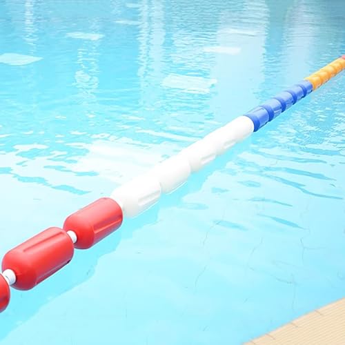 TUOYIBO Kommerzielles Pool-Sicherheitsseil, wellensicheres Pool-Schwimmseil, Schwimm-Sicherheitsmarkierungslinien-Trennseil für Kinder, Teenager, Erwachsene, Blaue, weiße, rote, gelbe Schwimmkörper von TUOYIBO