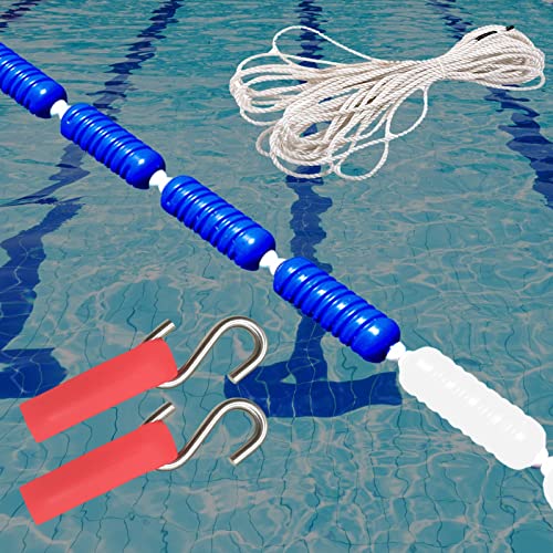TUOYIBO Pool-Trennschwimmer mit Ro, 20 Fuß/ 23/26/ 30/33 Fuß Sicherheits-Swimmingpool-Lane-Linie, blau-weiße Spiralbojenschnüre mit rostfreien Haken und Nylon-Ro 1 m von TUOYIBO