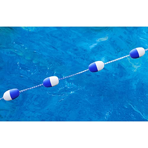 TUOYIBO Schwimmer-Sicherheitsseil für Schwimmbäder, schwimmende Kordel mit Haken aus Edelstahl und blau-weißen Schwimmkörpern, 3, 6, 10, 13, 16, 20, 23, 26, 30, 33 Fuß Pool-Kordel (Größe: 1 von TUOYIBO