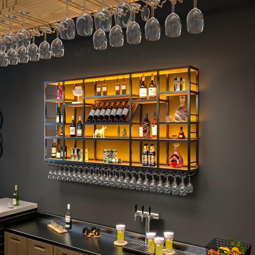 Großes Weinregal Wandmontage,Modernes Kommerziell Esszimmer wine rack,Metall weinglashalter,Weinregale Zur Wandmontage,Weinpräsentations-Aufbewahrun,Industriell Weinregal Zur Wandmontage(A,70.8in) von TUPAFJU