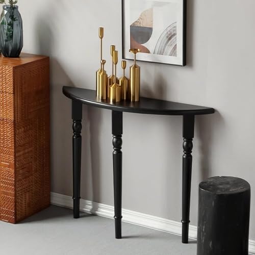 TUPAFJU Halbmond-Konsolentisch, Halbrunder dekorativer Sofatisch, schmaler Akzent-Sofatisch für Eingangsbereich, Eingangshalle, Flur, Wohnzimmer(Black,90x25x80cm/35.4x9.8x31.5in) von TUPAFJU