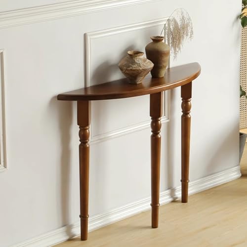 TUPAFJU Halbmond-Konsolentisch, Halbrunder dekorativer Sofatisch, schmaler Akzent-Sofatisch für Eingangsbereich, Eingangshalle, Flur, Wohnzimmer(Walnut,100x25x90cm/39.4x9.8x35.4in) von TUPAFJU