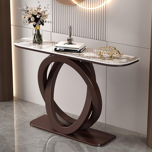 TUPAFJU Moderner dekorativer Konsolentisch aus Eisen mit Steinplatten-Tischplatte, schmaler Tisch hinter der Sofacouch, für Eingang, Eingangsbereich, Flur, Wohnzimmer(Bronze,120CM-B) von TUPAFJU