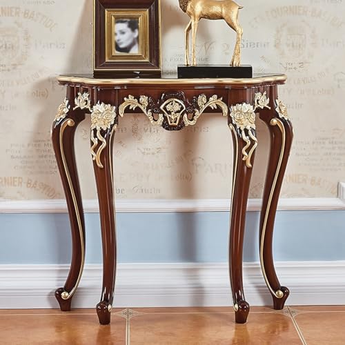 Wooden Living Room Console Table,Entryway Accent Table,Narrow Side Table,Modern Console Sofa Table,Behind Couch Table,for Hallway, Foyer, Entrance(Walnut+Gold,100cm/39.3in) von TUPAFJU