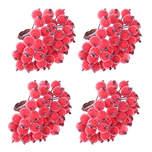 TUPARKA 160Pcs Rot Holly Beeren Weihnachten Dekoration Weihnachtskranz Dekoration Künstliche Holly Berry zum Basteln Geschenken Dekoration (Rot Matt) von TUPARKA