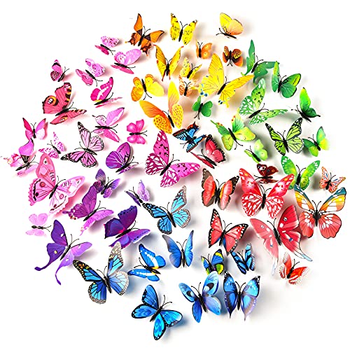 TUPARKA 36 Stück 3D Schmetterlinge Deko Schmetterling Wanddeko Butterfly Wandsticker 3D Wandtatoo Schmetterlinge Balkon Deko (Mehrere Farben) von TUPARKA