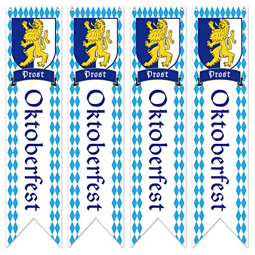 TUPARKA 4 Pcs Oktoberfest Deko Banner Oktoberfest Dekoration Bayrische Dekoration Oktoberfest Party Bierzelten Dekoration von TUPARKA