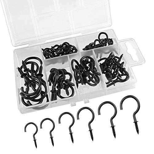 TUPARKA 75Pcs Schraubhaken Edelstahl Schwarz Deckenhaken Einschraubdecken Haken Cup Haken Halter von TUPARKA