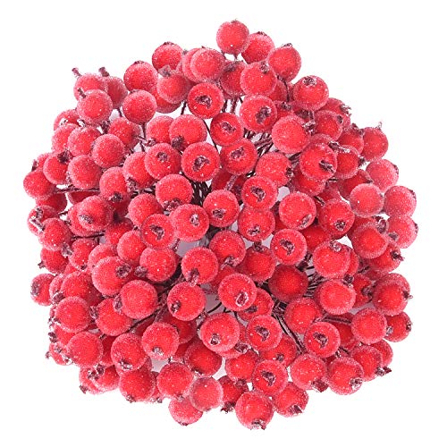 TUPARKA Holly Beeren Weihnachten Dekoration Weihnachtskranz Dekoration Künstliche Holly Berry zum Basteln Geschenken Dekoration (240, Red Frosted, 1.2cm) von TUPARKA