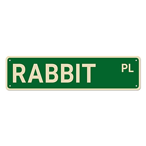 Rabbit Place Straßenschild, Kaninchen-Dekoration, Kaninchen-Geschenk, lustige Wanddekoration für Zuhause/Männerhöhle/Bar, hochwertige Metallschilder, 40,6 x 10,2 cm von TUPLNO