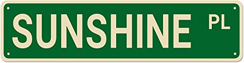 Sunshine Place Straßenschild, lustige Wanddekoration für Zuhause/Männerhöhle/Bar, hochwertige Metall-Blechschilder, 40,6 x 10,2 cm von TUPLNO