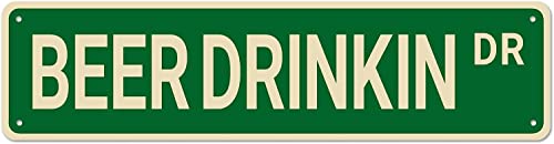 TUPLNO Beer Drinkin Dr. Straßenschilder, Bierdekor, Metall-Blechschilder, lustige Wanddekoration für Zuhause/Schlafzimmer/Männerhöhle/Bar/Kneipe, 40,6 x 10,2 cm von TUPLNO