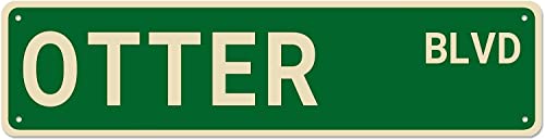 TUPLNO Otter BLVD Straßenschild – lustige Tier-Wanddekoration für Zuhause/Männerhöhle, hochwertiges Metallschild, 40,6 x 10,2 cm von TUPLNO