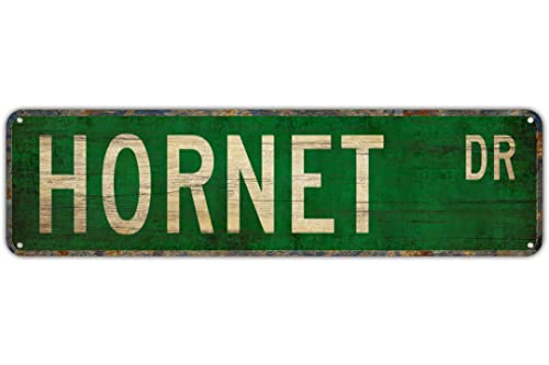 TUPLNO Straßenschild Hornisse Geschenk Hornisse Liebhaber Hinterhof Bar Wanddekoration Rustikales Wohnen Blechschild Wanddekoration 40,6 x 10,2 cm von TUPLNO
