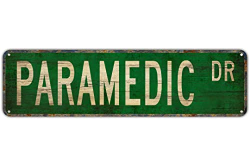 TUPLNO Vintage Decor Wandschilder Sanitäter Geschenk Feuerwehrmann Blechschild Lane Avenue Street Way Grün 40,6 x 10,2 cm von TUPLNO