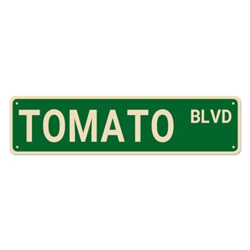 Tomatenschild, 40,6 x 10,2 cm, Edelstahl-Wandhalterung, Retro-Obst-Dekor für Zuhause von TUPLNO