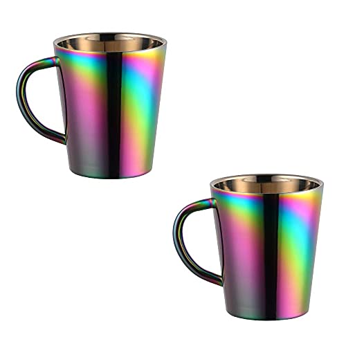 TUPMFG Farbig Kaffeetassen 2er Set, 300ml Edelstahl Kaffeebecher, Doppelwandig Trinkbecher mit Henkel, Spülmaschinenfest TUPMFG Farbig Kaffeetassen 2er Set, 300ml Edelstahl Kaffeebecher, Doppelwandig Trinkbecher mit Henkel, Spülmaschinenfest von TUPMFG