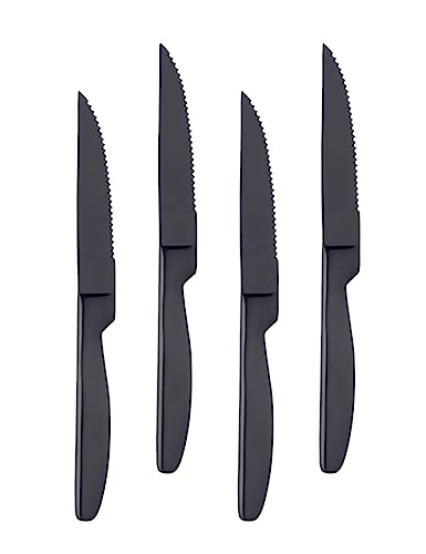 TUPMFG Steak Messer Set, 22CM Fleischmesser Steakmesser 4-teiliges gezacktes Steak Besteck Steak Knife, Edelstahl Steak Besteck Messer für Zuhause, Restaurant, Hotel von TUPMFG