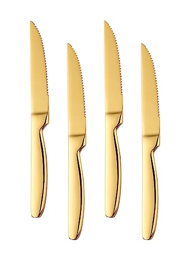 TUPMFG Steak Messer Set, 22CM Fleischmesser Steakmesser 4-teiliges gezacktes Steak Besteck Steak Knife, Edelstahl Steak Besteck Messer für Zuhause, Restaurant, Hotel von TUPMFG