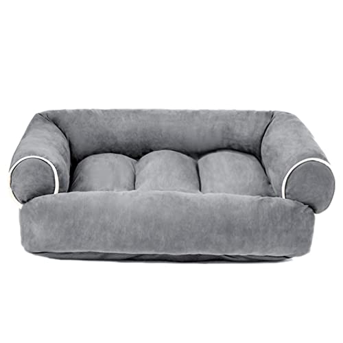 TUPMITUPO Hunde Bett Katzenbett Hundebett Flauschig Veloursleder, Samt, Haustier, Hundesofa, Hundebett, Groß, Mittelgroß Und Klein, Hundehütte, Katzenstreu, Hellgrau, 2xl90x65x27(cm) von TUPMITUPO